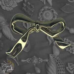 Gold Bow Ribbon Brooch